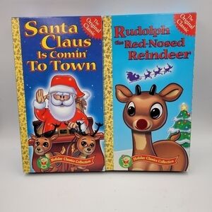 Vtg VHS Bundle Santa Claus is Coming to Town & Rudolph the Red-Nosed Reindeer
